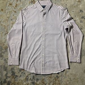 Mizzen+Main Men's Blue and White Patterned Button Down Shirt